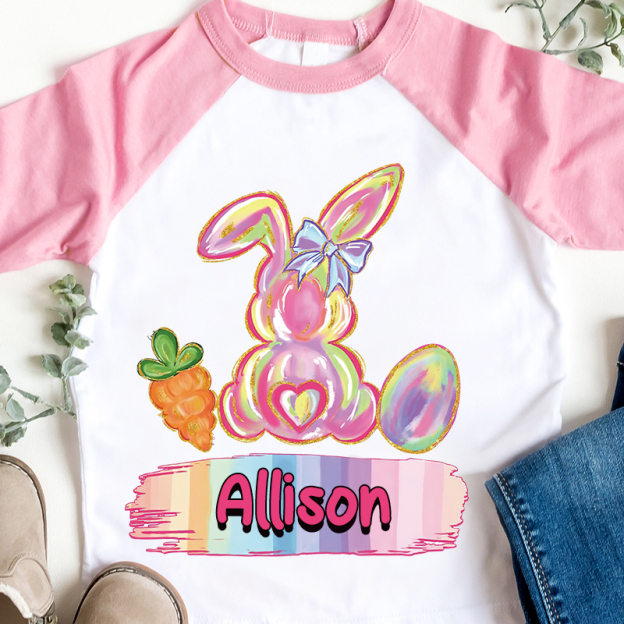 Personalized Kids Easter Bunny Long Sleeves Shirt| Cloth12440