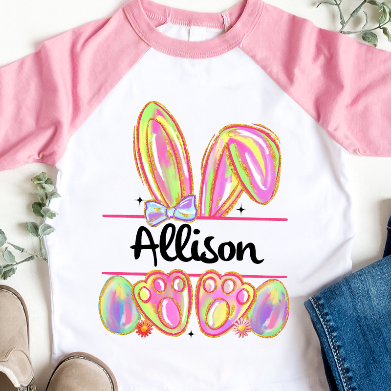 Personalized Kids Easter Bunny Long Sleeves Shirt| Cloth12441
