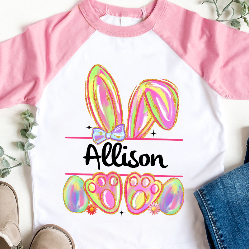 Personalized Kids Easter Bunny Long Sleeves Shirt| Cloth12441