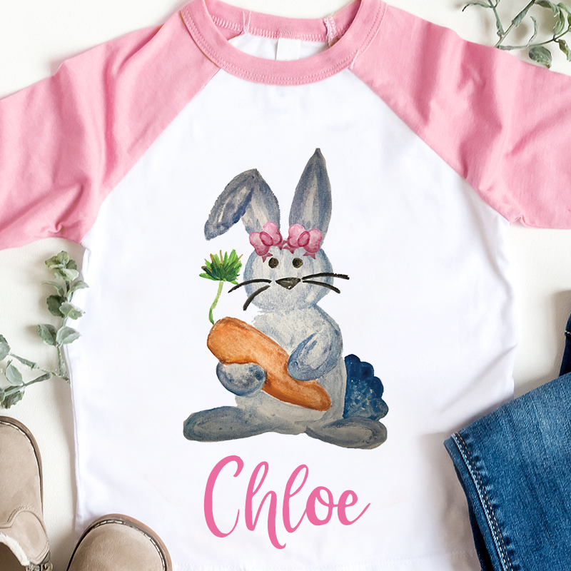 Personalized Kids Easter Bunny Long Sleeves Shirt| Cloth12445
