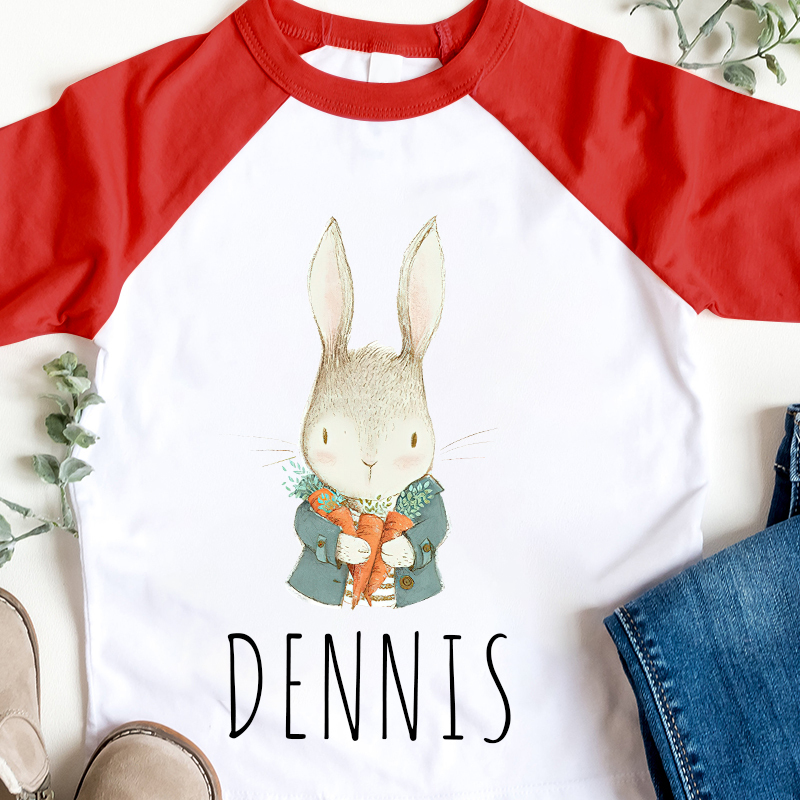 Personalized Boy Easter Bunny Long Sleeves Shirt| Cloth12433