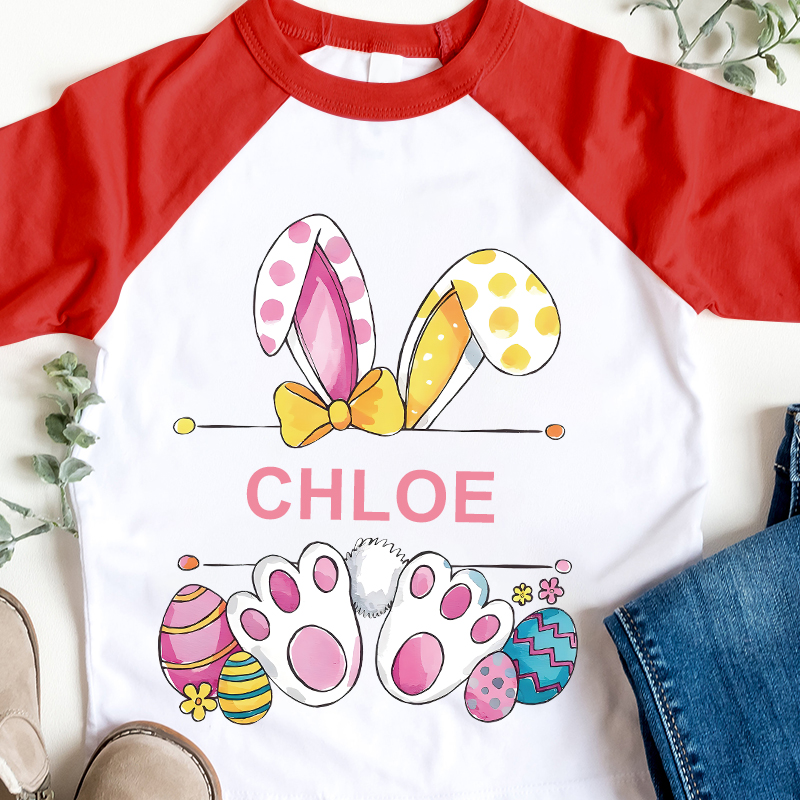 Personalized Kids Easter Bunny Long Sleeve Shirt| Cloth12436