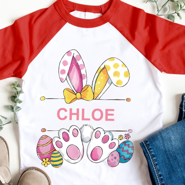 Personalized Kids Easter Bunny Long Sleeve Shirt| Cloth12436