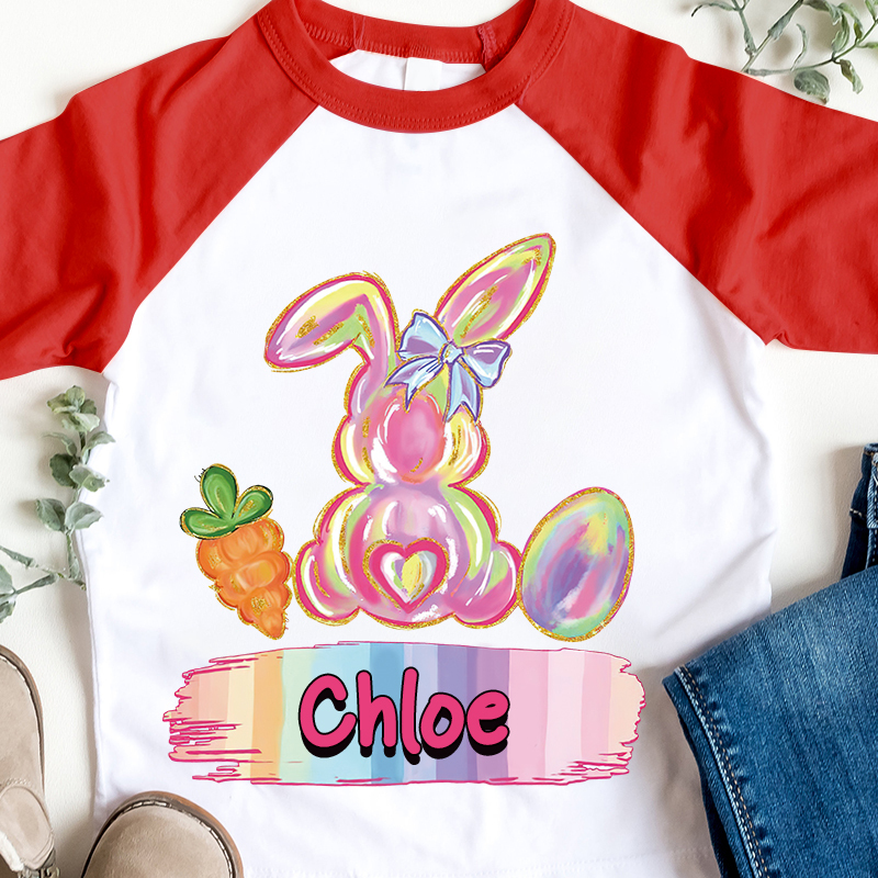 Personalized Kids Easter Bunny Long Sleeves Shirt| Cloth12440