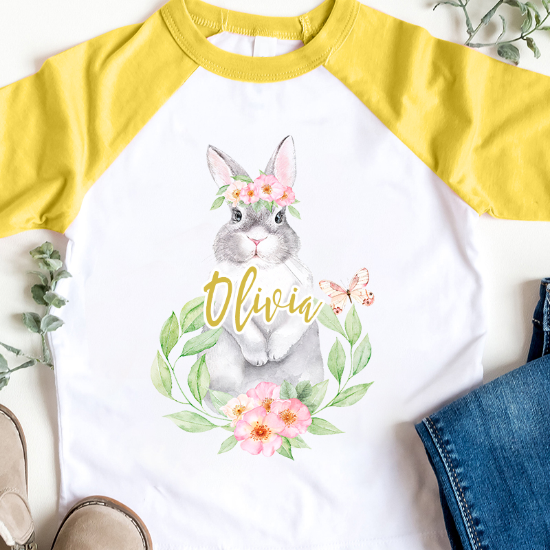 Personalized Kids Easter Bunny Long Sleeves Shirt| Cloth129