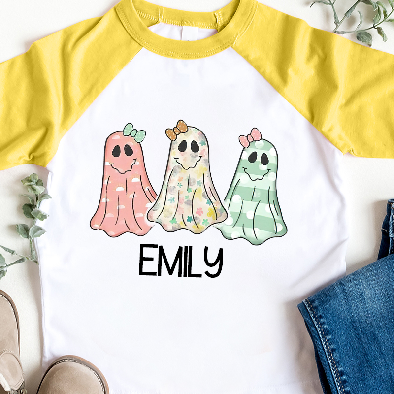 Personalized Girls Halloween With Ghosts Long Sleeves Shirt| Cloth12401