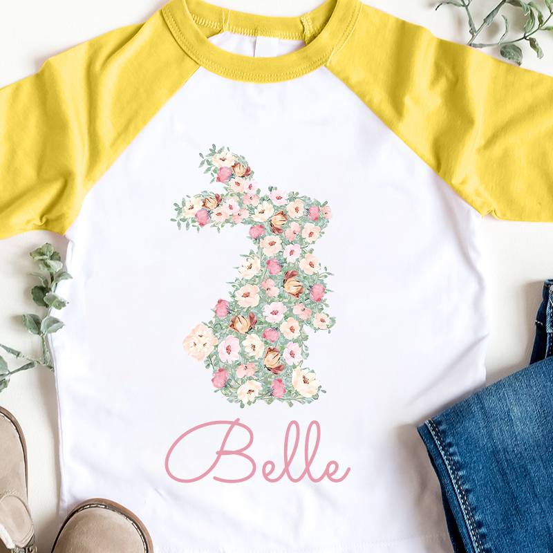 Personalized Girl Easter Bunny Long Sleeves Shirt| Cloth12431