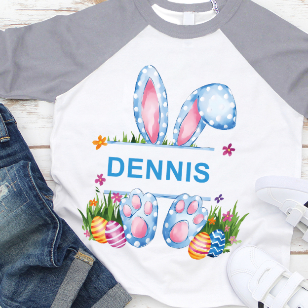 Personalized Kids Easter Bunny Long Sleeve Shirt| Cloth12436