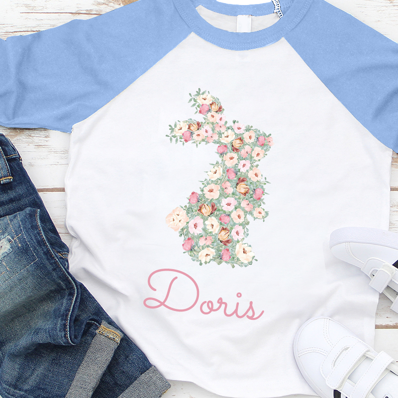 Personalized Girl Easter Bunny Long Sleeves Shirt| Cloth12431