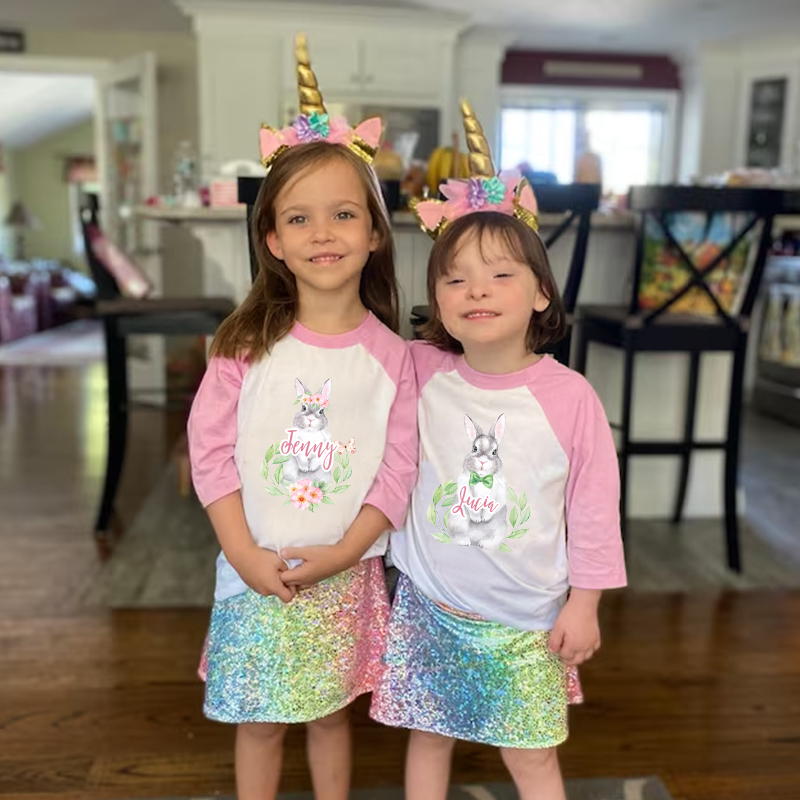 Personalized Kids Easter Bunny Long Sleeves Shirt| Cloth129