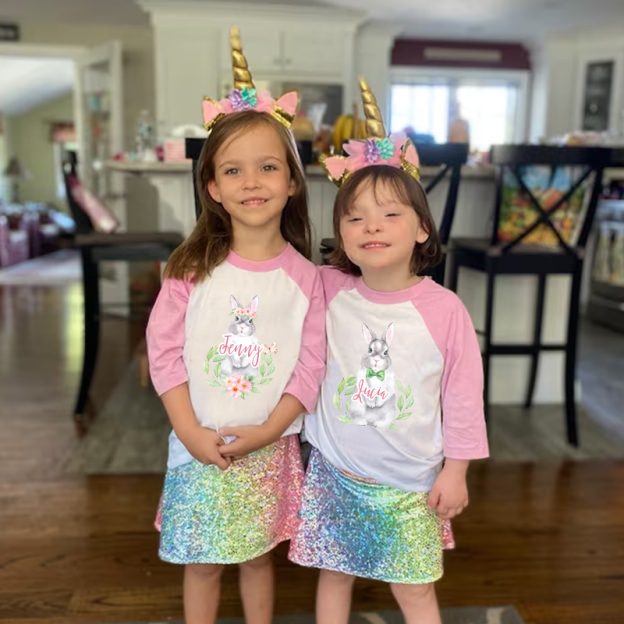 Personalized Kids Easter Bunny Long Sleeves Shirt| Cloth129