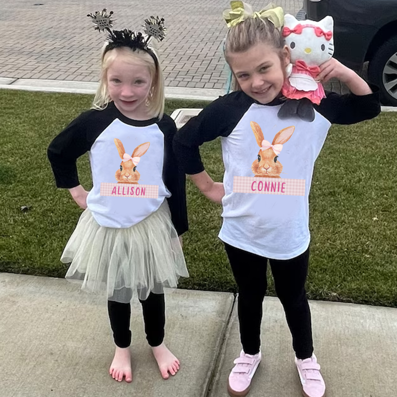 Personalized Kids Easter Bunny Long Sleeves Shirt| Cloth12430