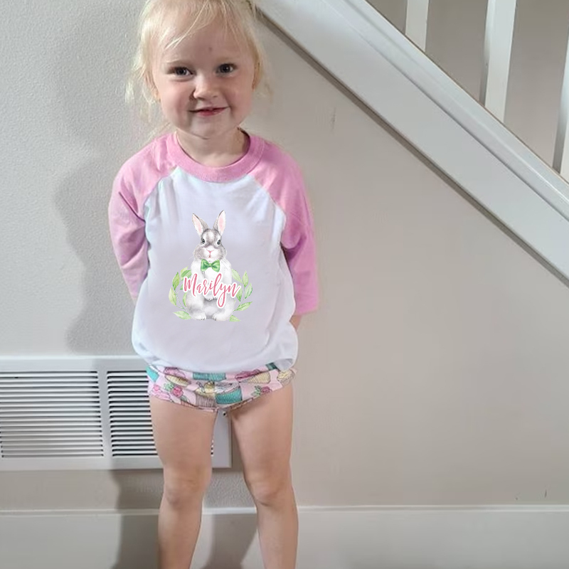 Personalized Kids Easter Bunny Long Sleeves Shirt| Cloth129