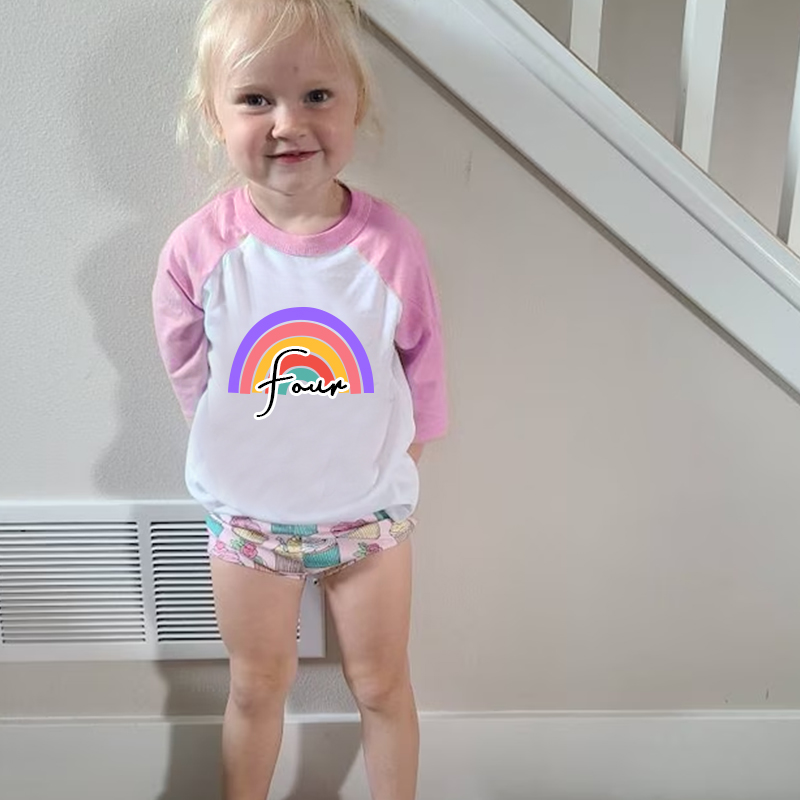Personalized Girls Birthday Rainbow Long Sleeves Shirt| Cloth135