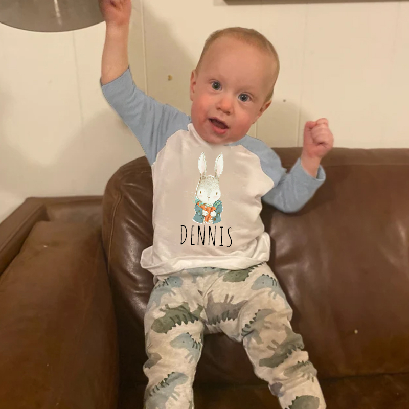 Personalized Boy Easter Bunny Long Sleeves Shirt| Cloth12433