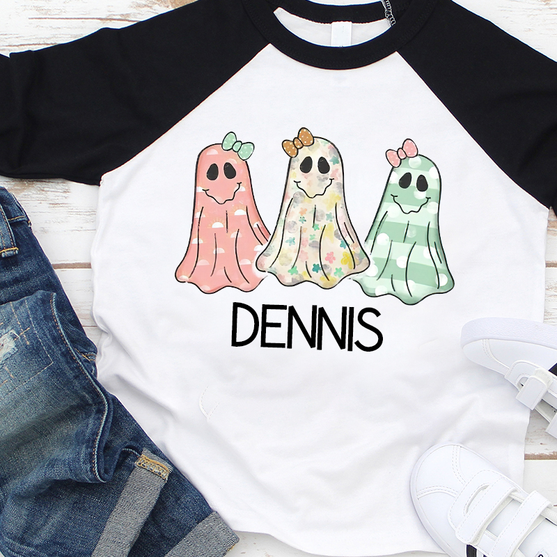 Personalized Girls Halloween With Ghosts Long Sleeves Shirt| Cloth12401