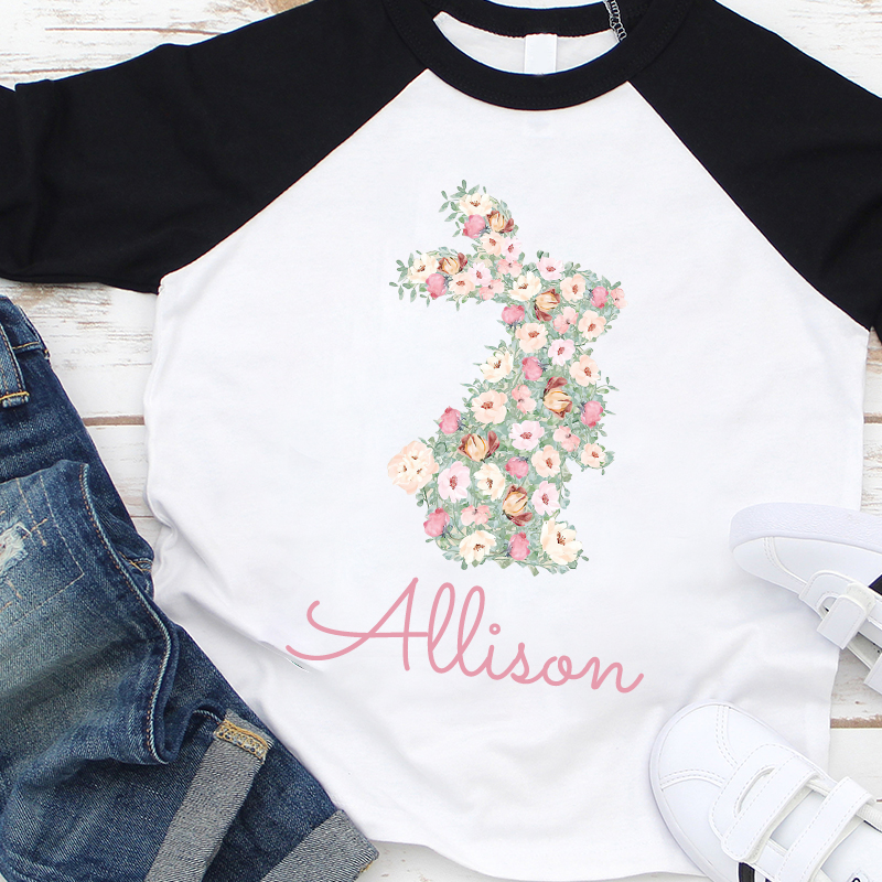 Personalized Girl Easter Bunny Long Sleeves Shirt| Cloth12431