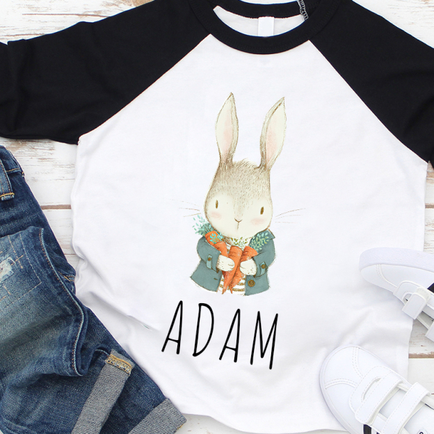 Personalized Boy Easter Bunny Long Sleeves Shirt| Cloth12433