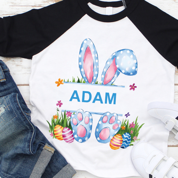 Personalized Kids Easter Bunny Long Sleeve Shirt| Cloth12436