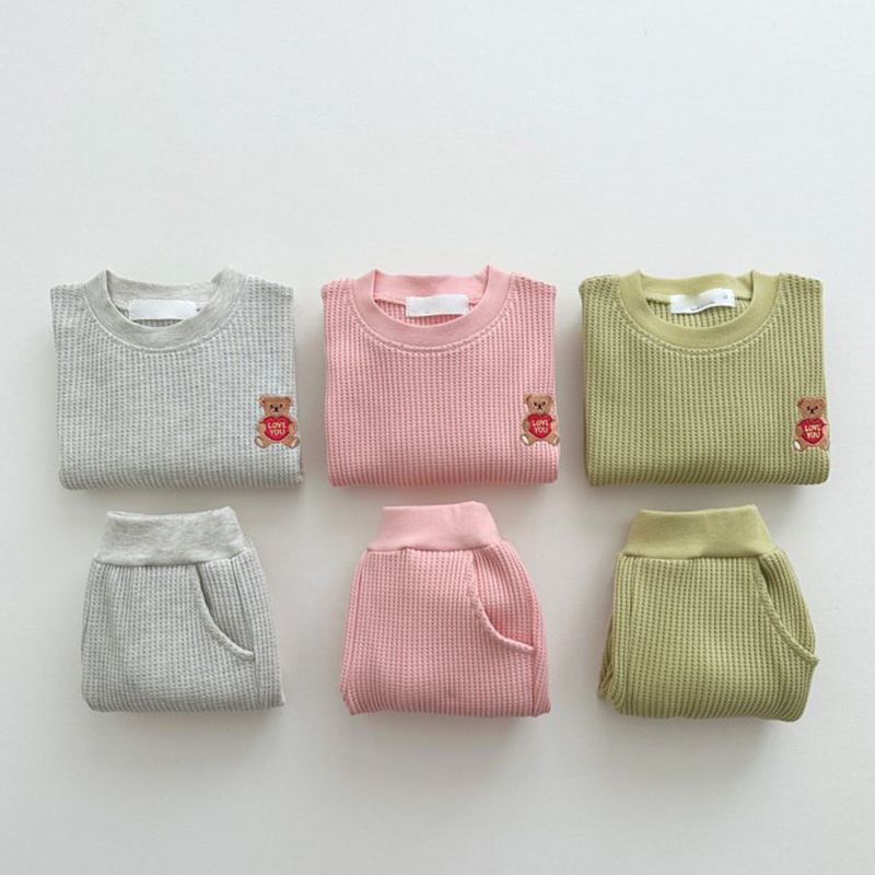 Personalized Kids Bear Embroidery Sweatshirt Set| Cloth46