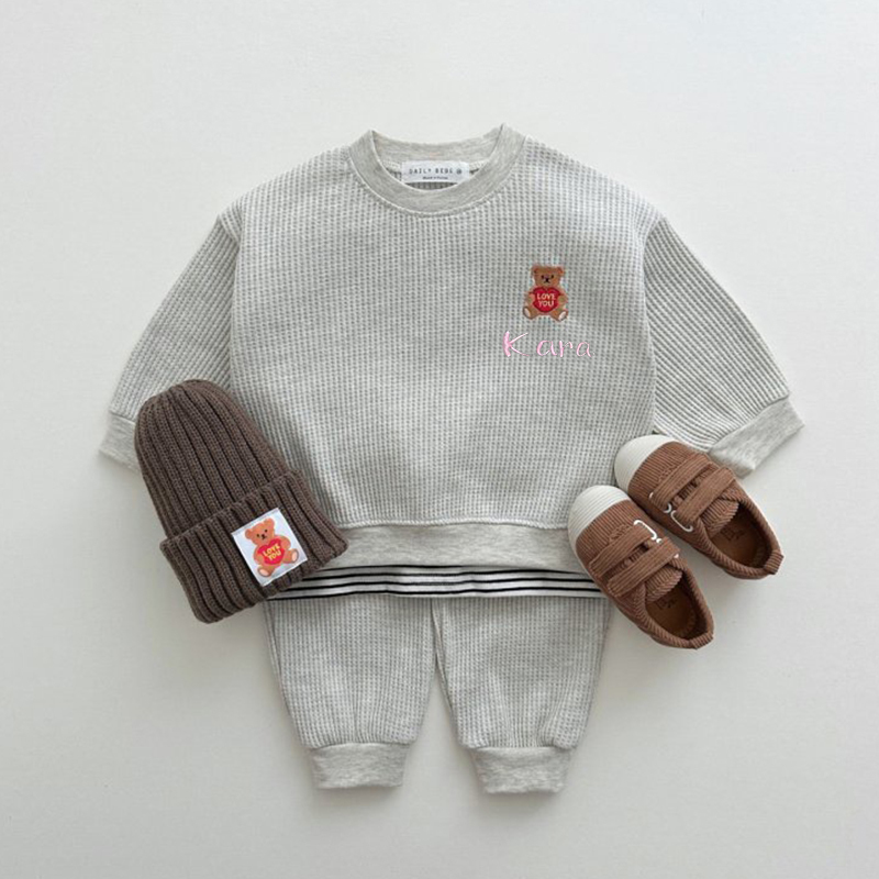 Personalized Kids Bear Embroidery Sweatshirt Set| Cloth46