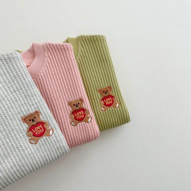 Personalized Kids Bear Embroidery Sweatshirt Set| Cloth46