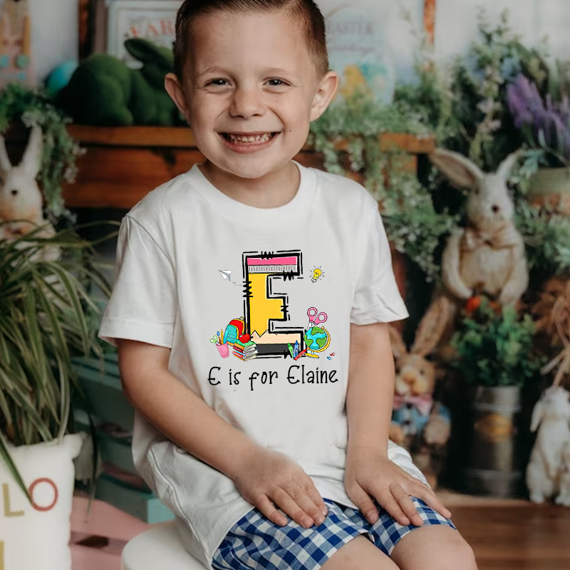 Personalized Kids Back To School Alphabet  Name T-Shirt| Cloth1408
