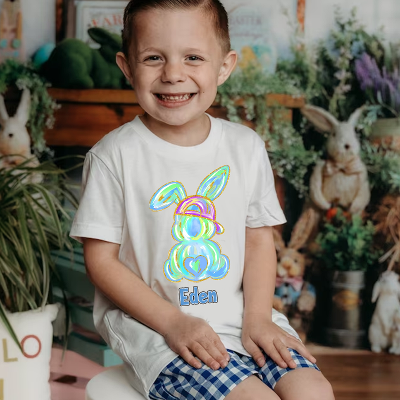 Personalized Kids Bunny Summer T-Shirt| Cloth1411