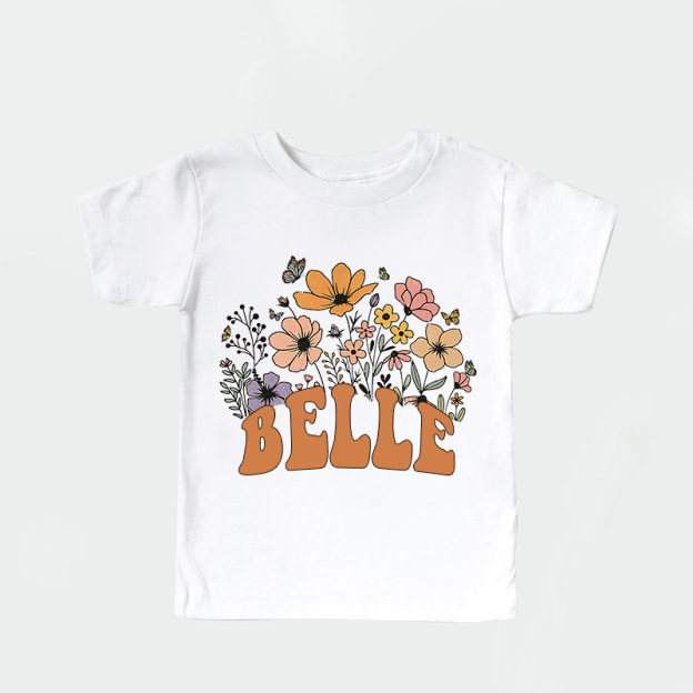 Personalized Girls Retro Daisy Wild Flower T-Shirt| Cloth1421