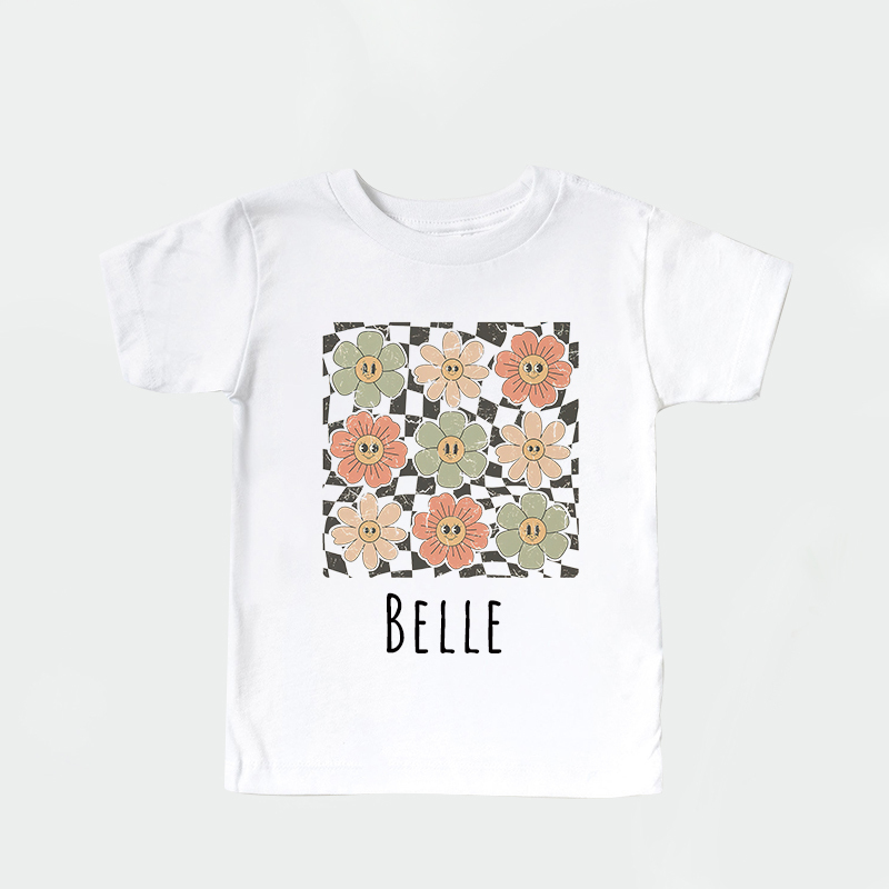 Personalized Girls Retro Flower T-Shirt| Cloth1422