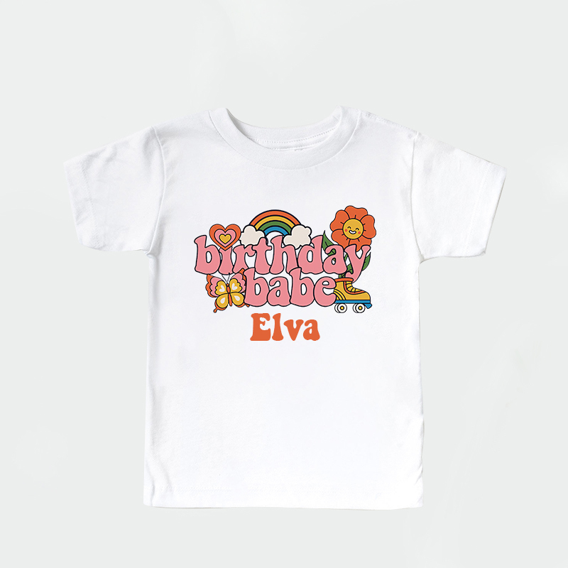 Personalized Girls Pink Retro Birthday T-Shirt| Cloth1422