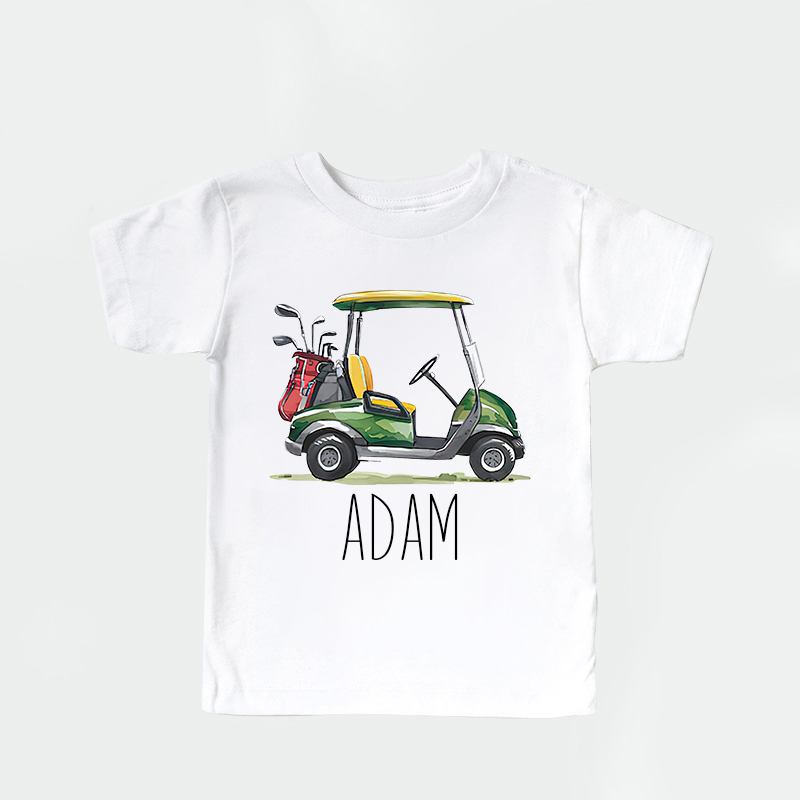 Personalized Boy Green Golf Cart Name T-Shirt| Cloth1432