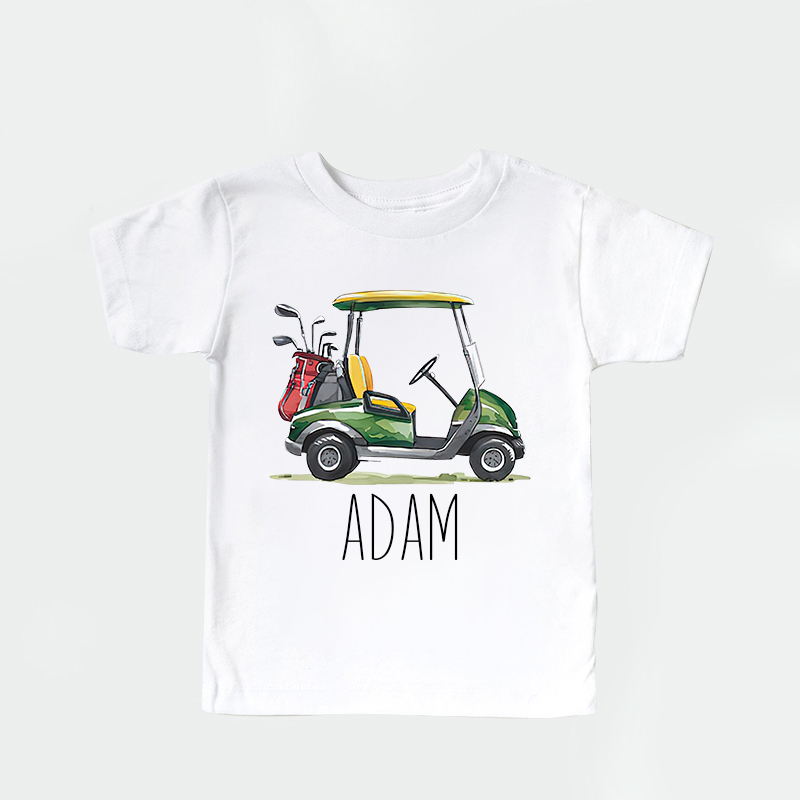 Personalized Boy Green Golf Cart Name T-Shirt| Cloth1432