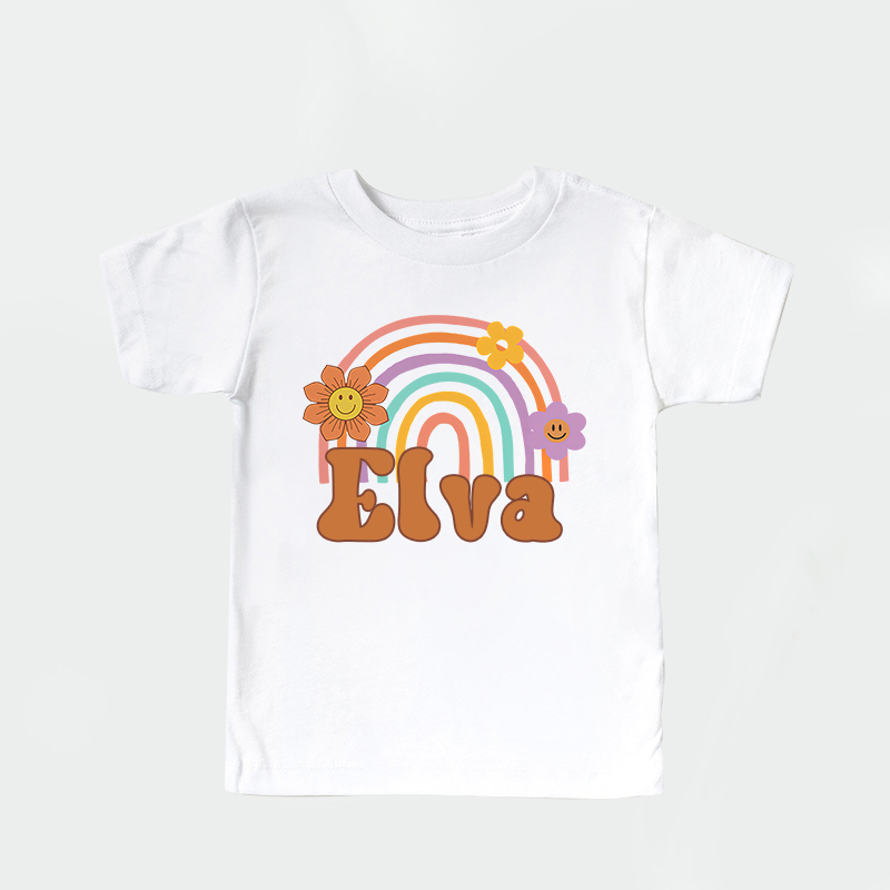 Personalized Girl Retro Rainbow Cozy T-Shirt| Cloth1435