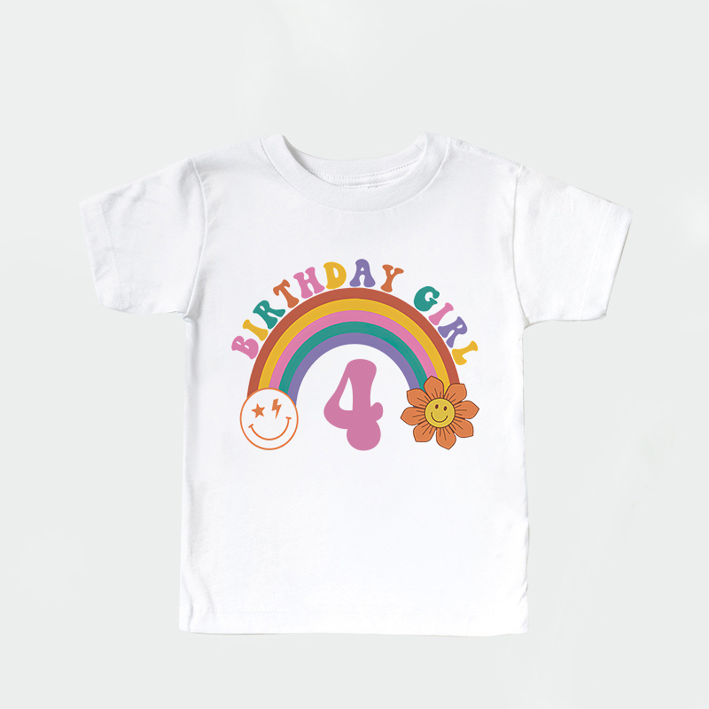 Personalized Girl Retro Rainbow Cozy T-Shirt| Cloth1436