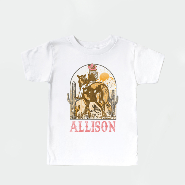 Personalized Retro Pink Cowgirl Cozy T-Shirt| Cloth1443