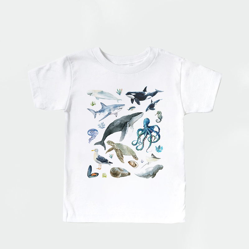 Personalized Kid Cute Sea Life Watercolor T-Shirt| Cloth1444