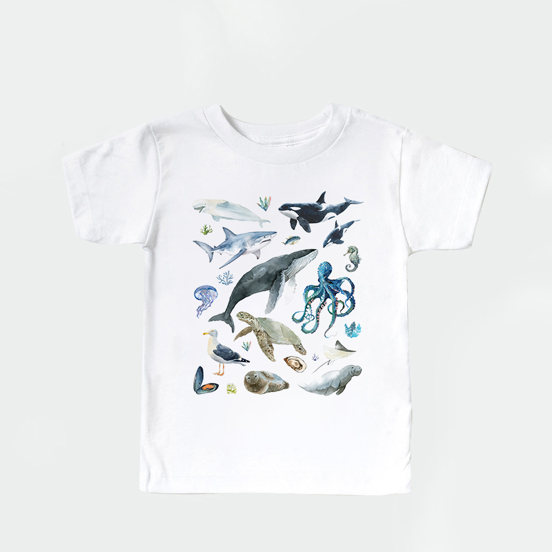 Personalized Kid Cute Sea Life Watercolor T-Shirt| Cloth1444