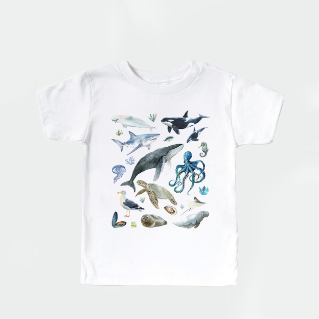 Personalized Kid Cute Sea Life Watercolor T-Shirt| Cloth1444
