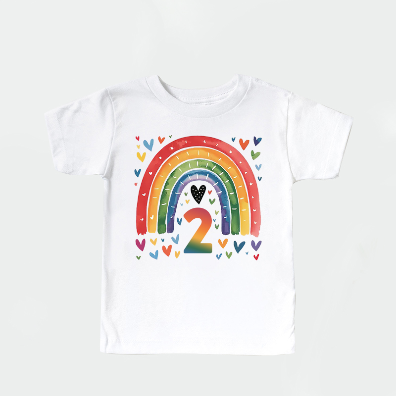 Personalized Girl Birthday Watercolor Rainbow T-Shirt| Cloth1469