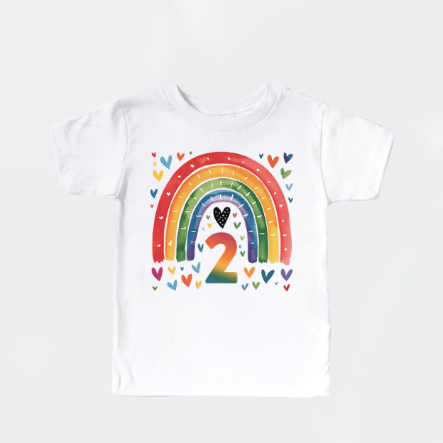 Personalized Girl Birthday Watercolor Rainbow T-Shirt| Cloth1469