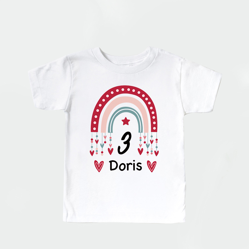 Personalized Girl Rainbow Birthday T-Shirt| Cloth1471