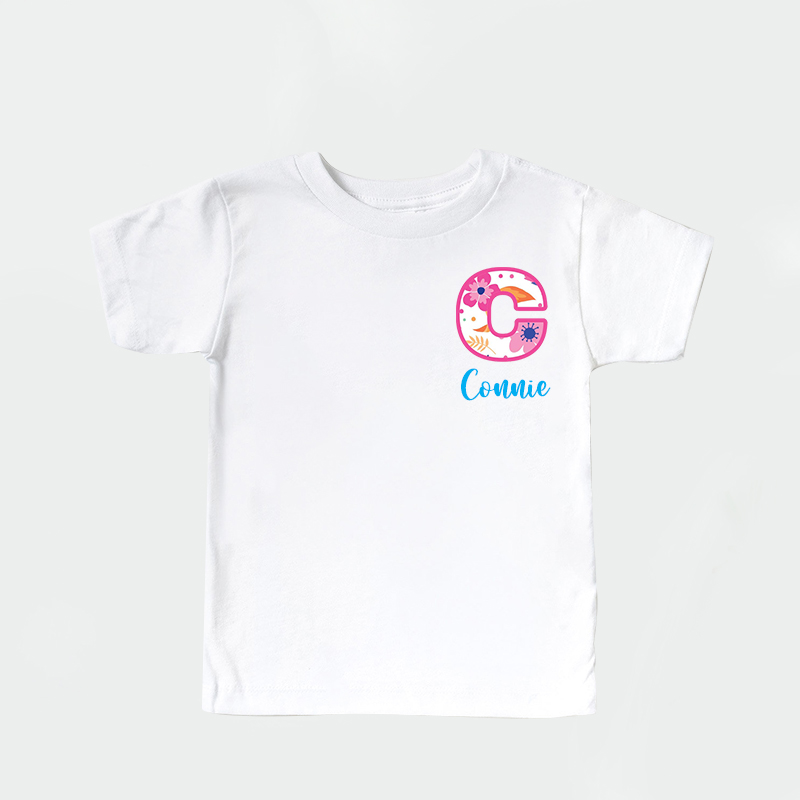 Personalized Girl Initial Cute Floral T-Shirt| Cloth1475