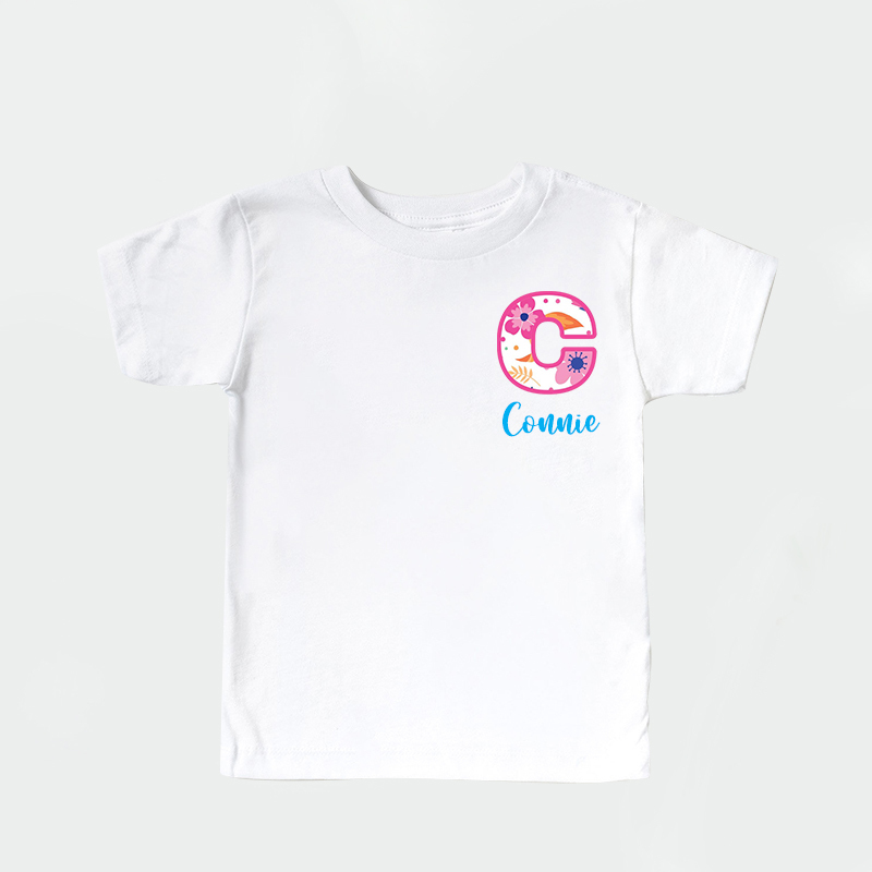 Personalized Girl Initial Cute Floral T-Shirt| Cloth1475