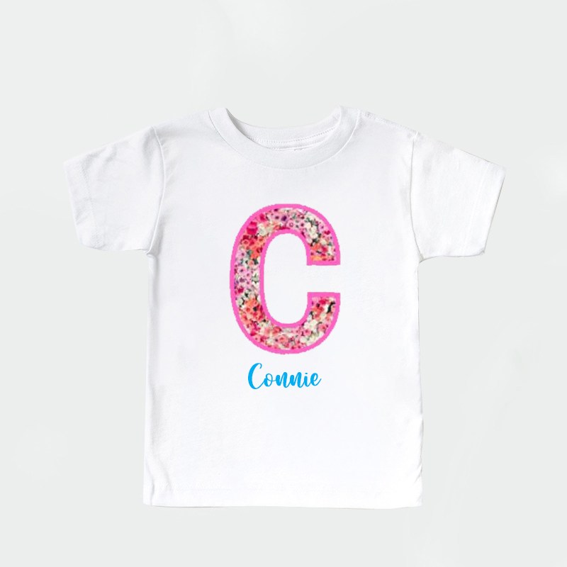 Personalized Girl Initial Cute Floral T-Shirt| Cloth1476