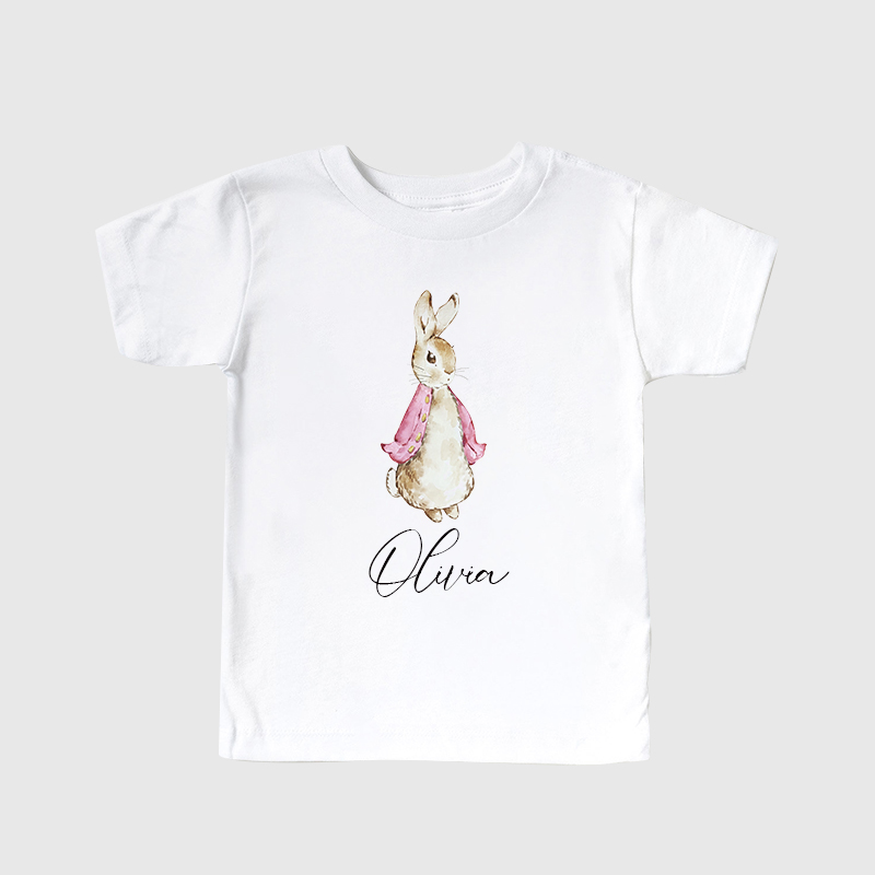 Personalized Kids Blue & Pink Rabbit T-Shirt| Cloth122
