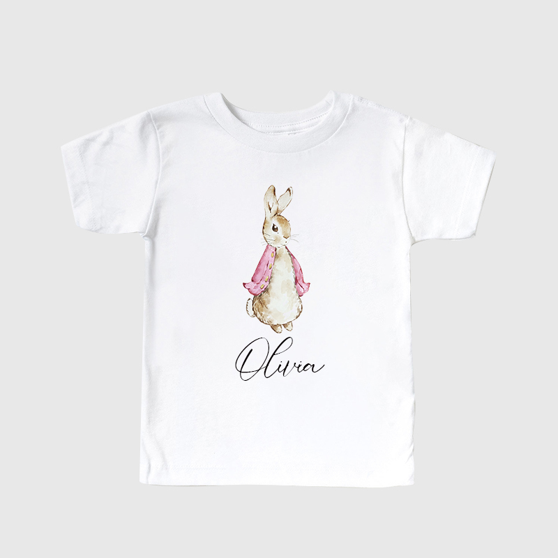 Personalized Kids Blue & Pink Rabbit T-Shirt| Cloth122