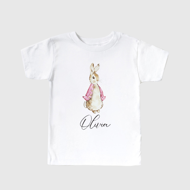 Personalized Kids Blue & Pink Rabbit T-Shirt| Cloth122