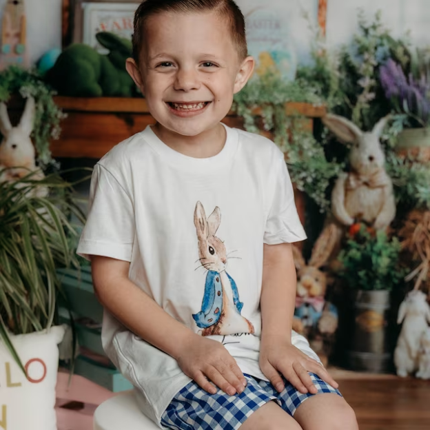 Personalized Kids Blue & Pink Rabbit T-Shirt| Cloth122