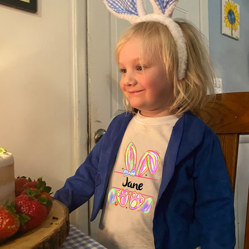 Personalized Kids Bunny Summer T-Shirt| Cloth1413